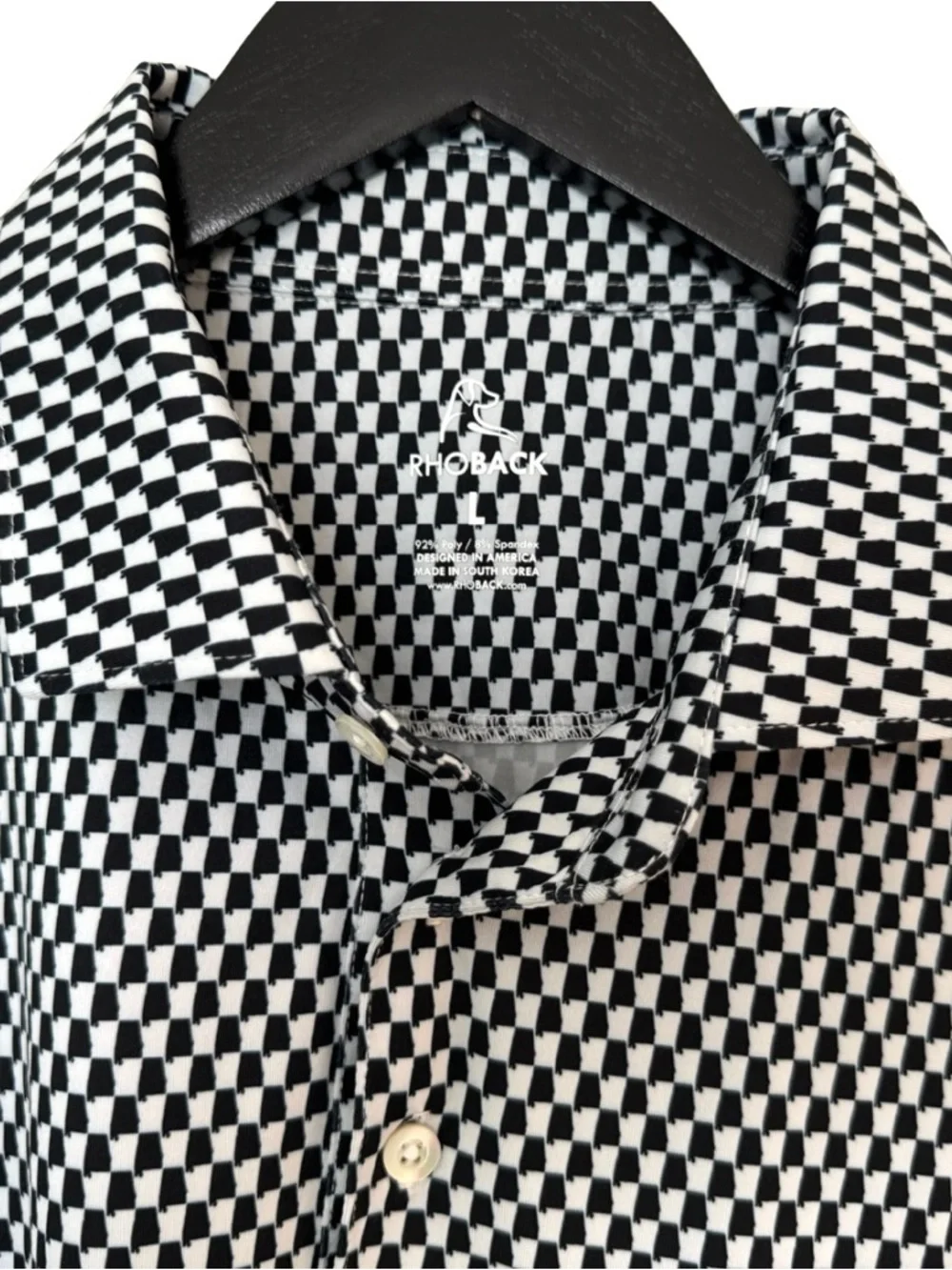 Rhoback Black White Alabama State Print Short Sleeve Performance Golf Polo Large - Picture 6 of 7